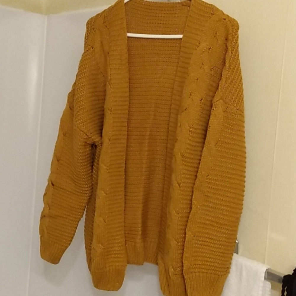 NWOT! Women's Amazon Ess.Sweater, open front, 🐪 Camel color, Med.,Nice!